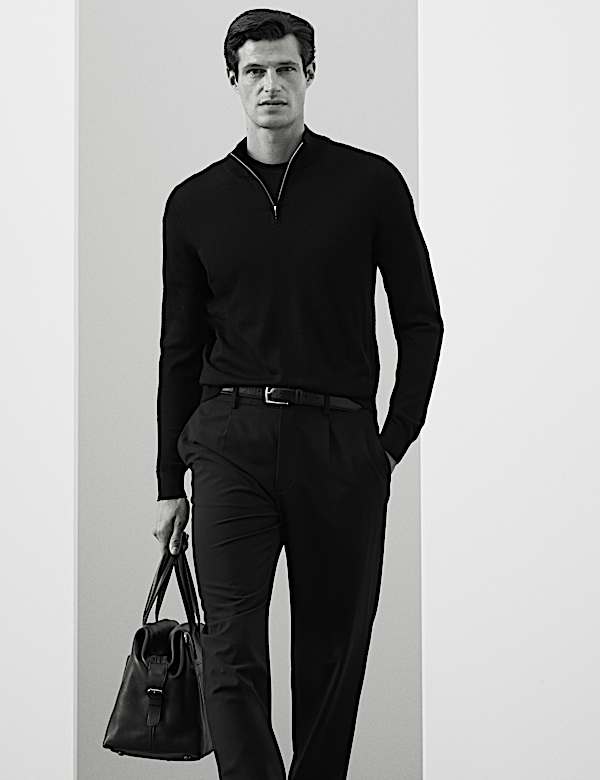 Pure Extra Fine Merino Wool Half Zip Jumper - US