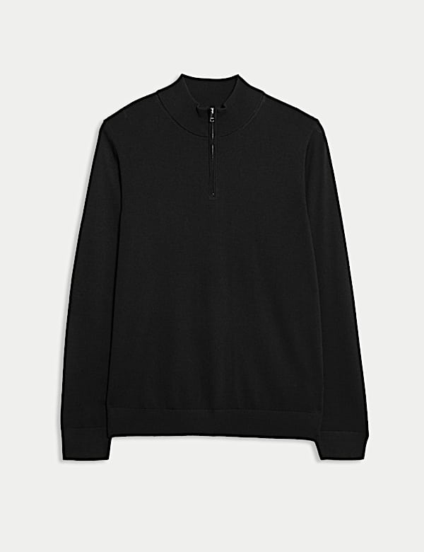 Pure Extra Fine Merino Wool Half Zip Jumper - US