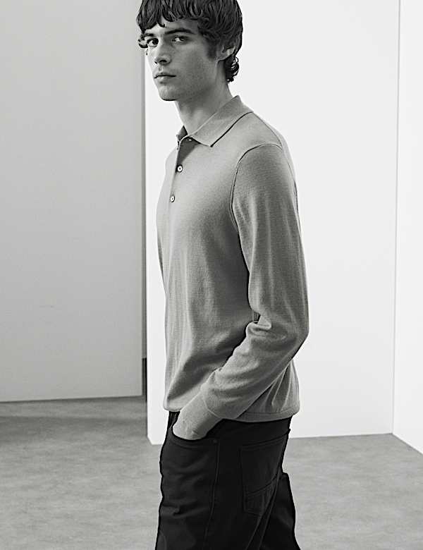 Pure Extra Fine Merino Wool Polo Shirt - US