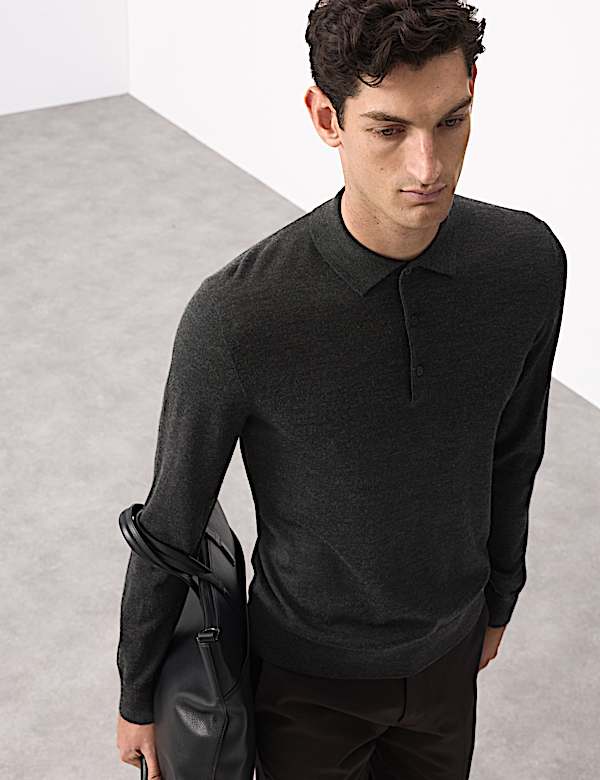 Pure Extra Fine Merino Wool Polo Shirt - BN