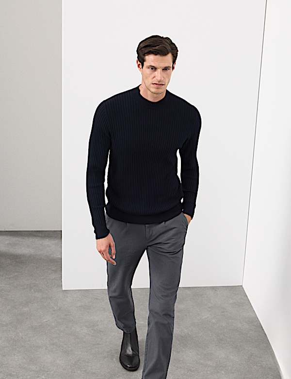Merino Blend Rib Mock Neck Jumper - US