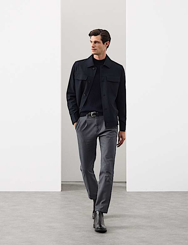 Gerippter Pullover aus Merinomischgewebe mit Stehkragen - AT