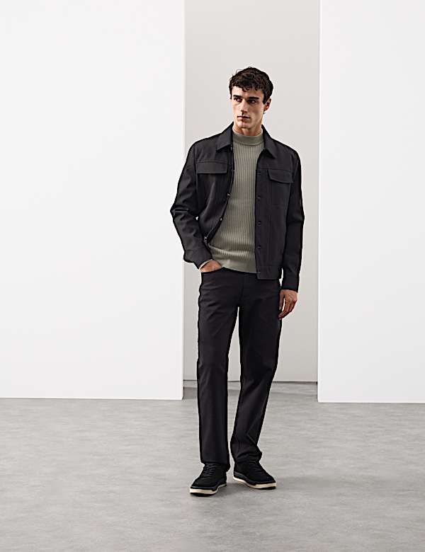 Merino Blend Rib Mock Neck Jumper