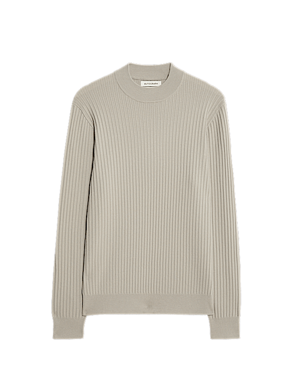 Merino Blend Rib Mock Neck Jumper