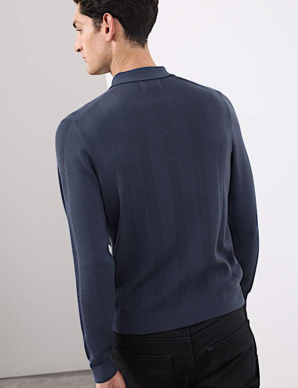 Extra Fine Merino Wool Blend Knitted Polo - PL