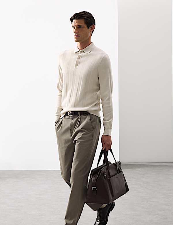 Extra Fine Merino Wool Blend Knitted Polo - NO