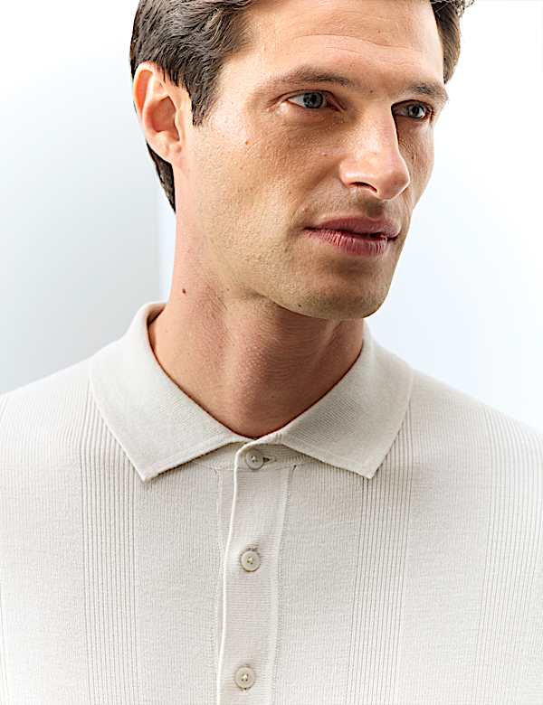 Extra Fine Merino Wool Blend Knitted Polo - NO