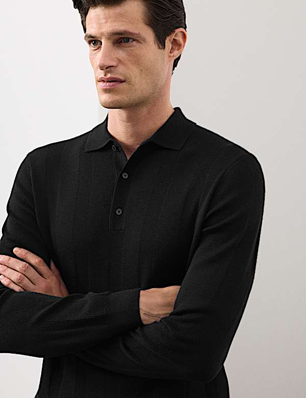 Extra Fine Merino Wool Blend Knitted Polo - US