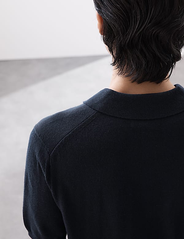 Pure Extra Fine Merino Wool Knitted Polo Shirt - BN