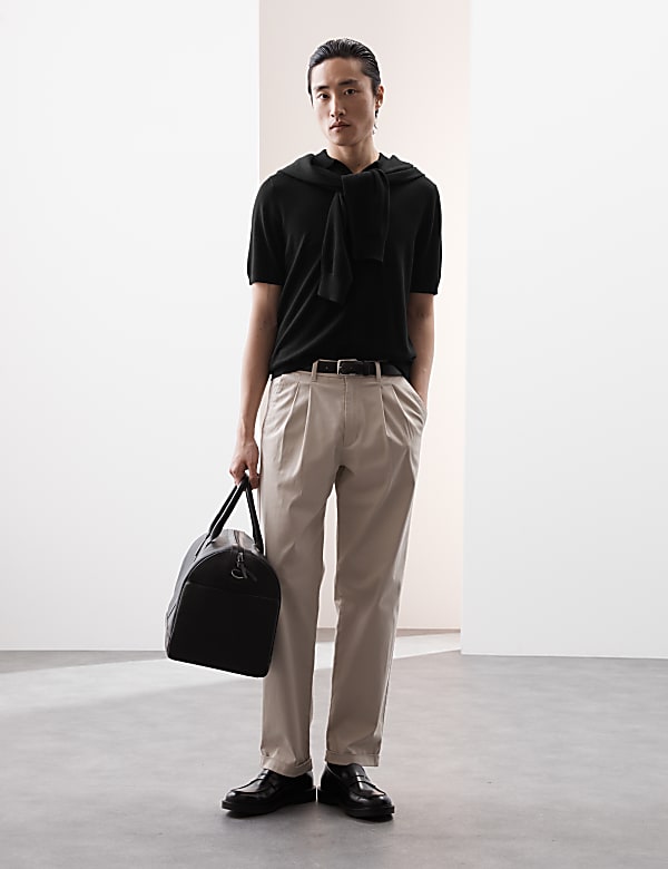 חולצת פולו סרוגה מצמר מרינו טהור ועדין במיוחד - IL