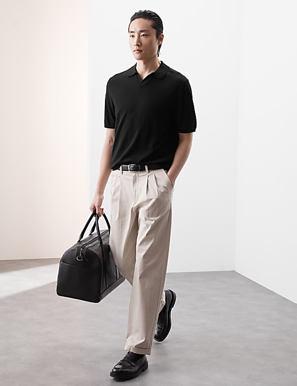 חולצת פולו סרוגה מצמר מרינו טהור ועדין במיוחד - IL