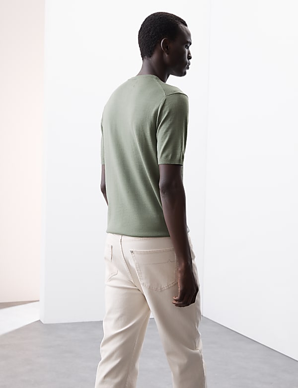 Pure Extra Fine Merino Wool Knitted T-Shirt - JO