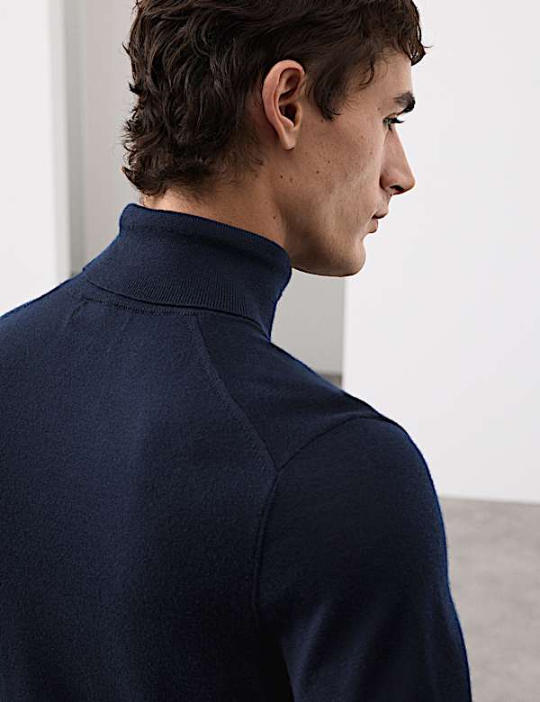 Pure Extra Fine Merino Wool Roll Neck Jumper