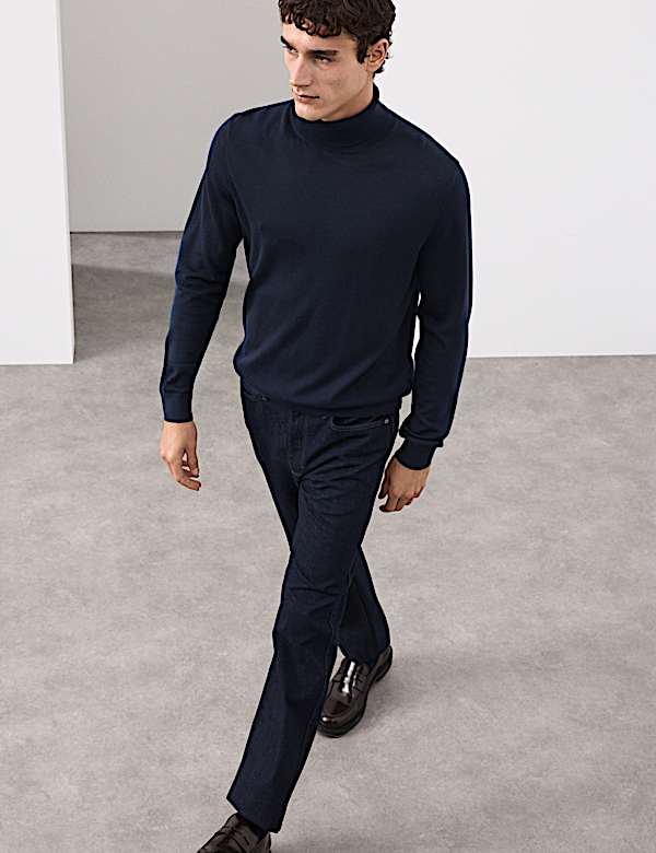 Pure Extra Fine Merino Wool Roll Neck Jumper