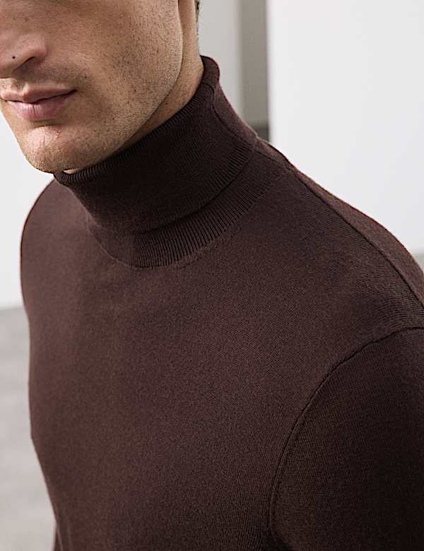 Πουλόβερ με γυριστό λαιμό από extra fine μαλλί Merino  - GR