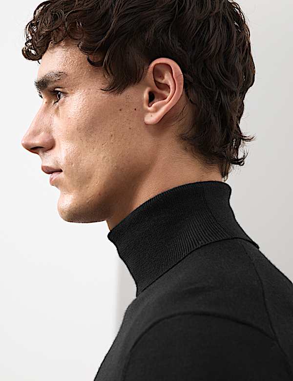 Pure Extra Fine Merino Wool Roll Neck Jumper