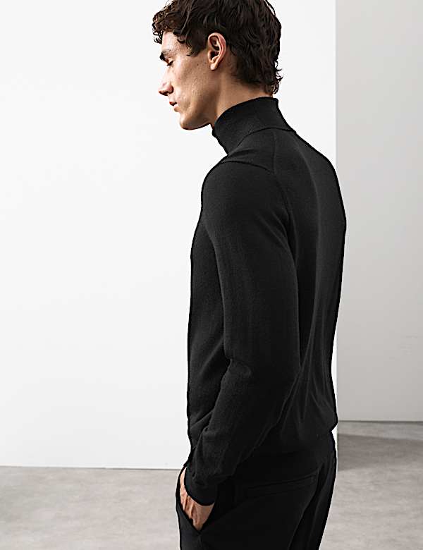 Pure Extra Fine Merino Wool Roll Neck Jumper