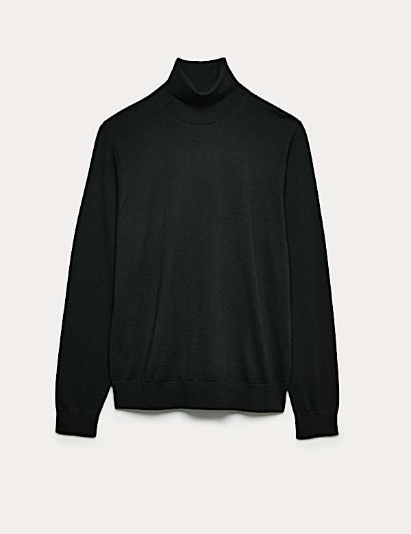 Pure Extra Fine Merino Wool Roll Neck Jumper - NZ