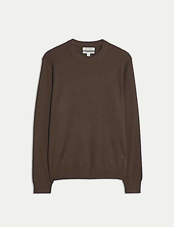 Merino Wool Blend Ribbed Crew neck Jumper - IL