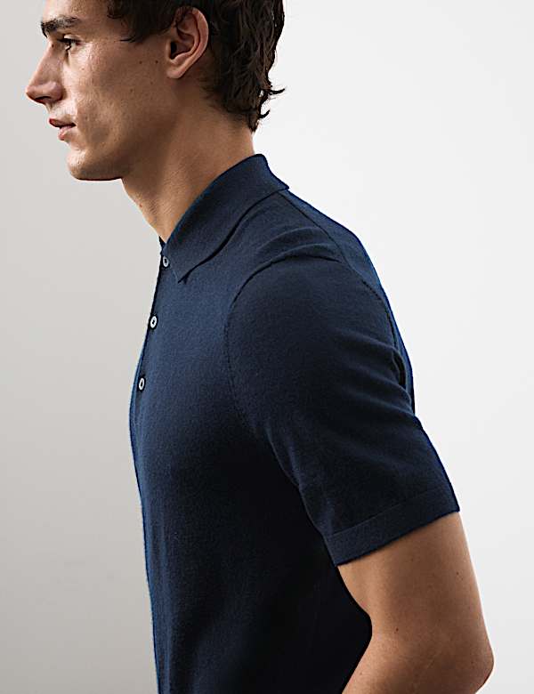 Pure Extra Fine Merino Wool Knitted Polo Shirt - NO