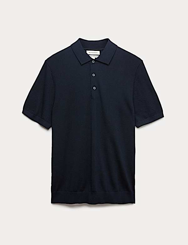 Pure Extra Fine Merino Wool Knitted Polo Shirt - NO