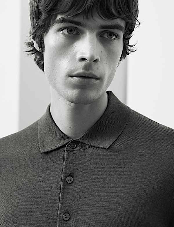 Pure Extra Fine Merino Wool Knitted Polo Shirt - LV