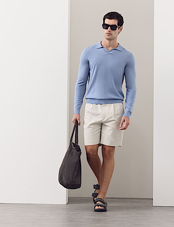 Pure Extra Fine Merino Wool Knitted Polo Shirt - LV