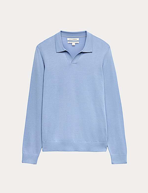 Pure Extra Fine Merino Wool Knitted Polo Shirt - LV