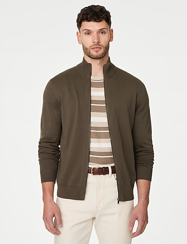 Cotton Rich Funnel Neck Zip Through Jumper - IL