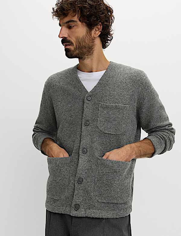 Utility Pocket Knitted Cardigan with Wool - DK