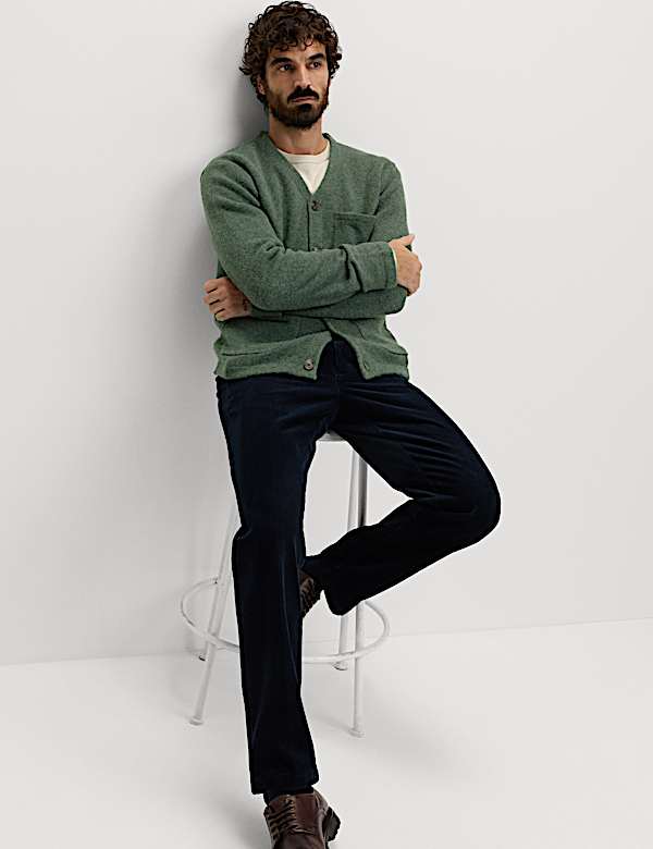 קרדיגן סרוג עם כיסים בשילוב צמר - IL