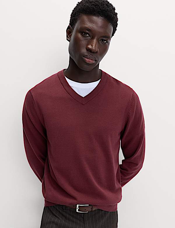 Pure Cotton V-Neck Jumper - MV