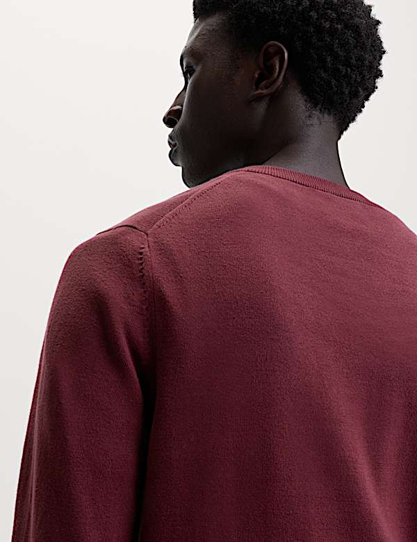 סריג מכותנה טהורה עם צווארון וי - IL