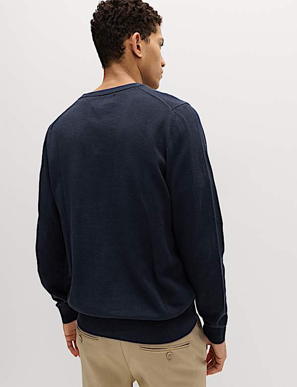 Pure Cotton V-Neck Jumper - GR