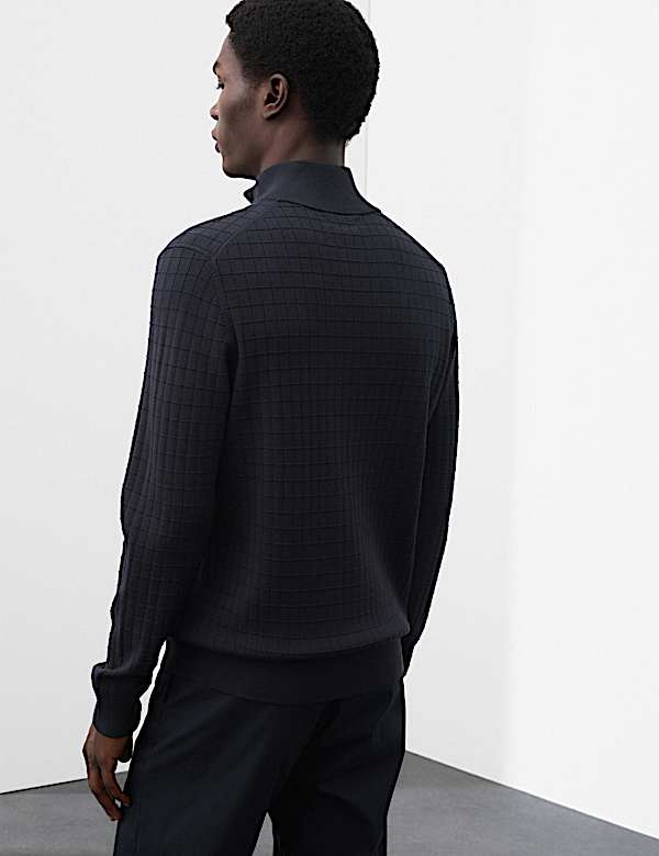 Performance Checked Texture Half Zip Jumper - IL