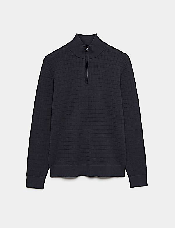 Performance Checked Texture Half Zip Jumper - IL