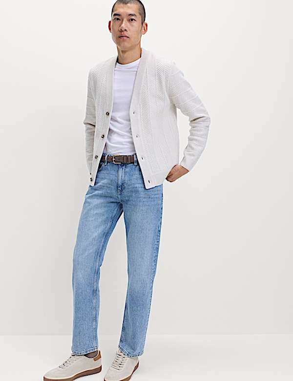 Cardigan en laine à col en V et motif chevrons - LU