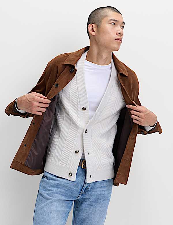 Cardigan en laine à col en V et motif chevrons - LU