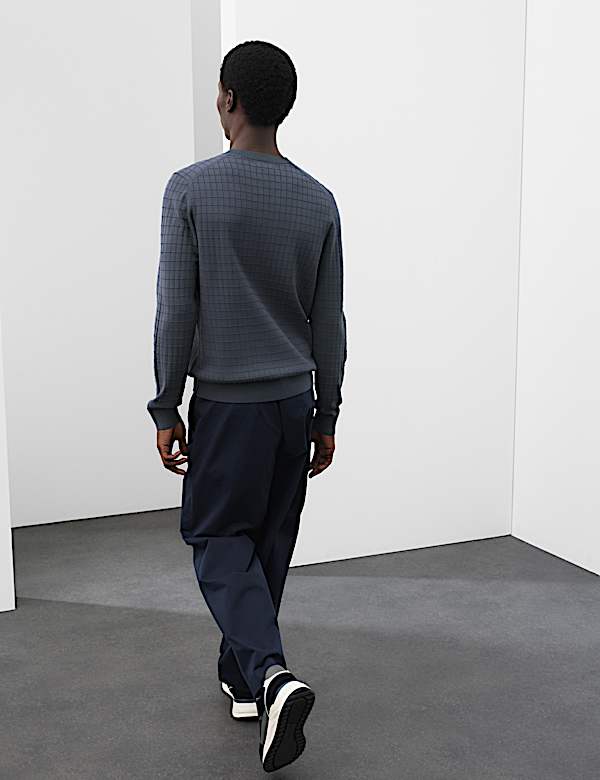 Performance Checked Textured Knitted Jumper - SK