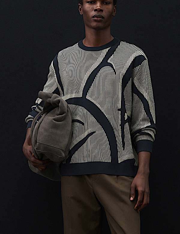 Oversized Fit Abstract Floral Crew Neck Jumper