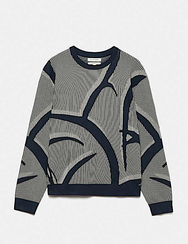 Oversized Fit Abstract Floral Crew Neck Jumper - CH