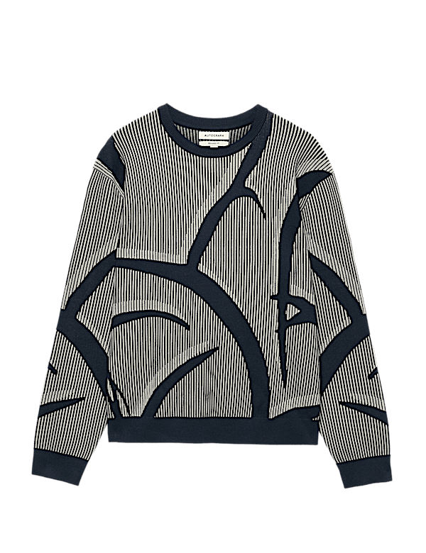 Oversized Fit Abstract Floral Crew Neck Jumper