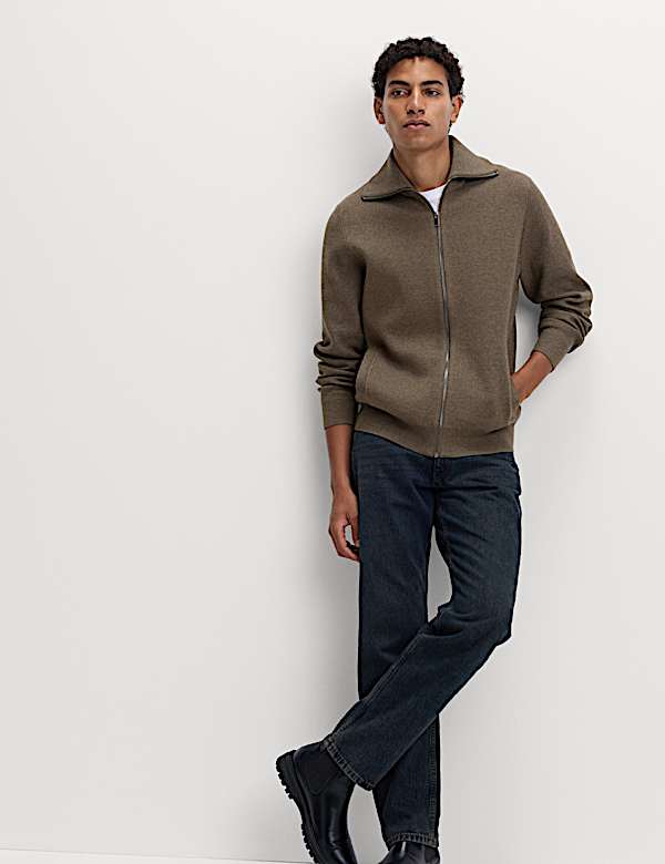 Cotton Blend Milano-Knit Zip Up Jumper - KG