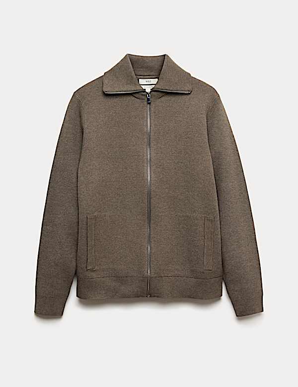 Cotton Blend Milano-Knit Zip Up Jumper - KG