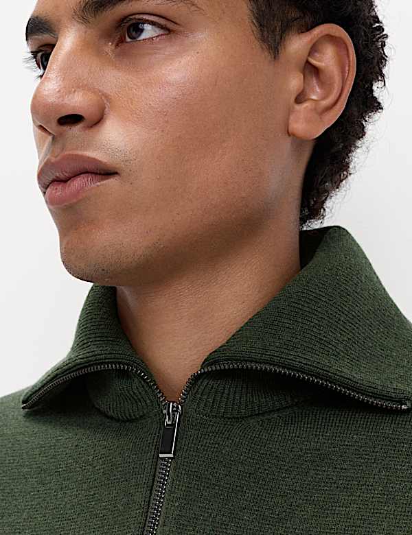 Svetr na zip s milánským vzorem, ze směsi bavlny - CZ