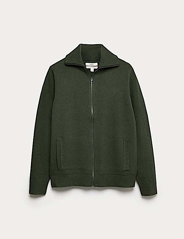 Svetr na zip s milánským vzorem, ze směsi bavlny - CZ