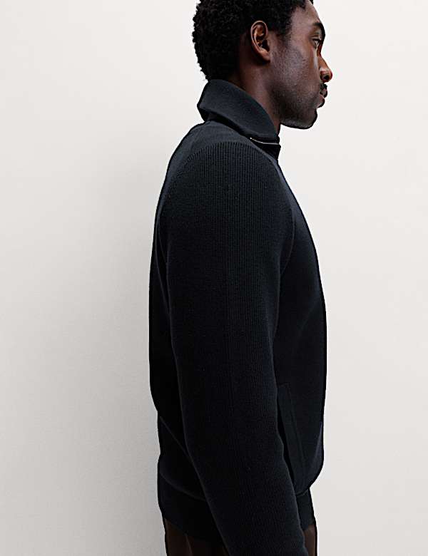 Cotton Blend Milano-Knit Zip Up Jumper - US