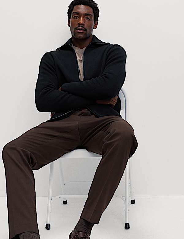 Cotton Blend Milano-Knit Zip Up Jumper - US