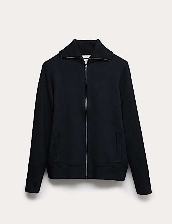 Cotton Blend Milano-Knit Zip Up Jumper - US