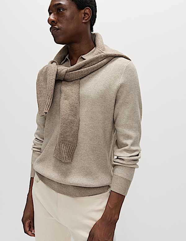 Air-Yarn Ribbed Open Neck Knitted Polo Shirt - NO